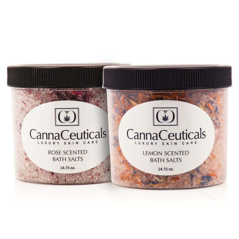 Scented Bath Salts Rose Lemon Epsom Salt Hemp CBD CannaCeuticals